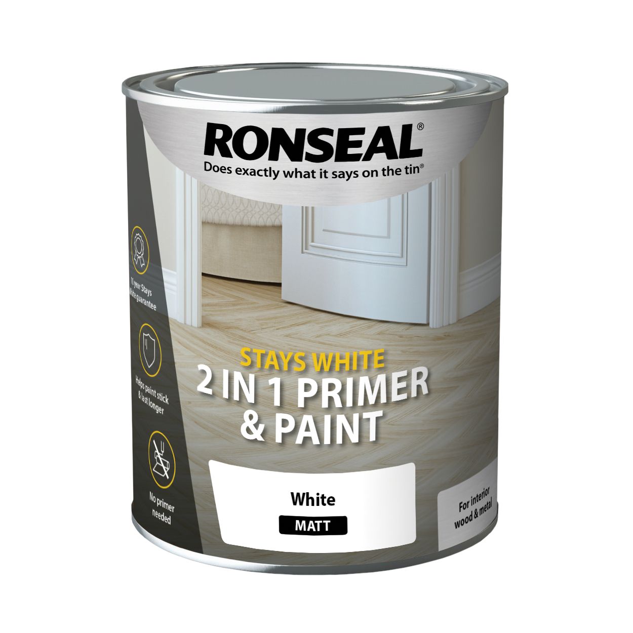 Ronseal Stay White One Coat Trim Paint Matt 750Ml