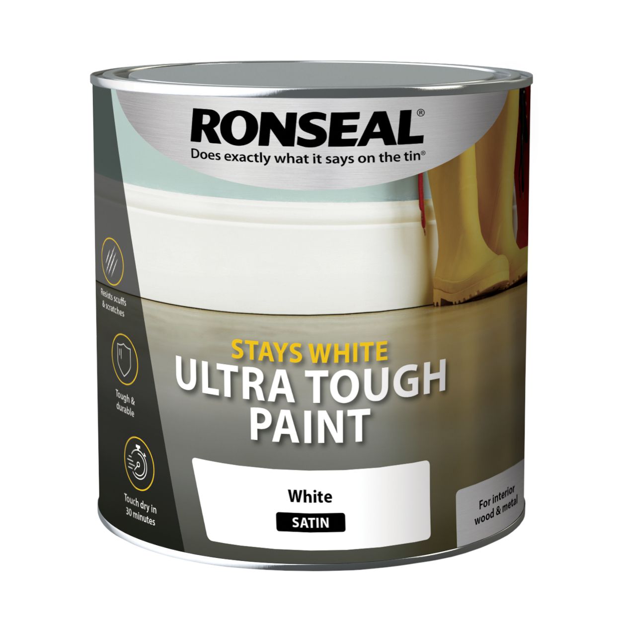 Ronseal Stays White Ultra Tough Trim Paint Satin 2.5L