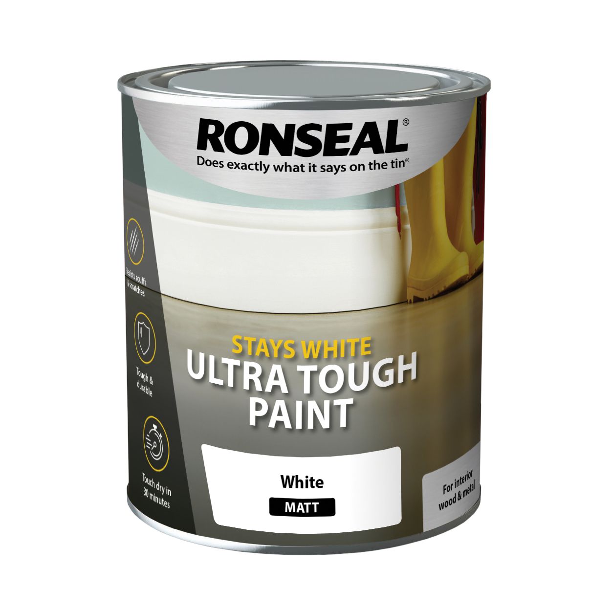 Ronseal Stays White Ultra Tough Trim Paint Matt 750Ml