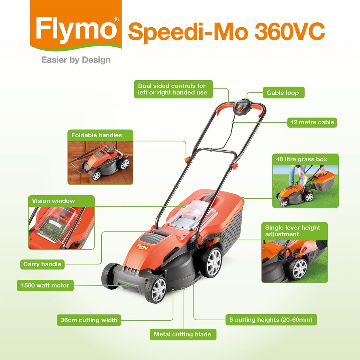 Flymo Speedi-Mo 360Vc Electric Lawnmower