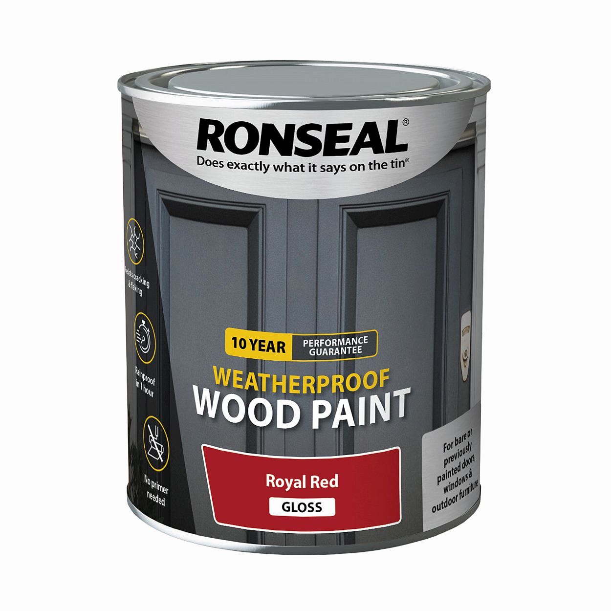 Ronseal 10 Year Weatherproof Paint Royal Red Gloss 750Ml