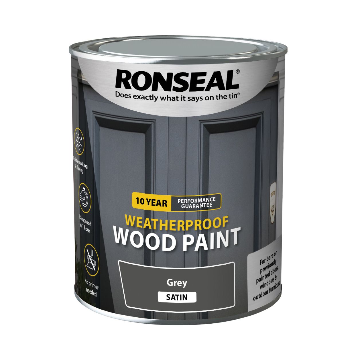 Ronseal 10 Year Weatherproof Paint Grey Satin 750Ml