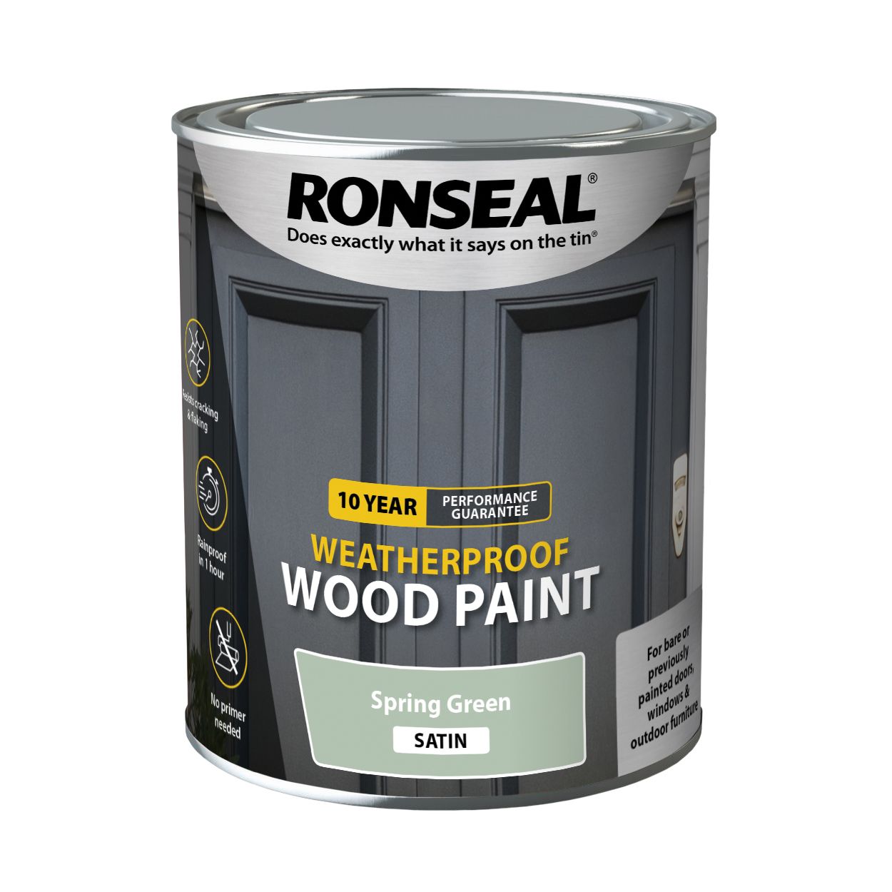 Ronseal 10 Year Weatherproof Paint Spring Green Satin 750Ml