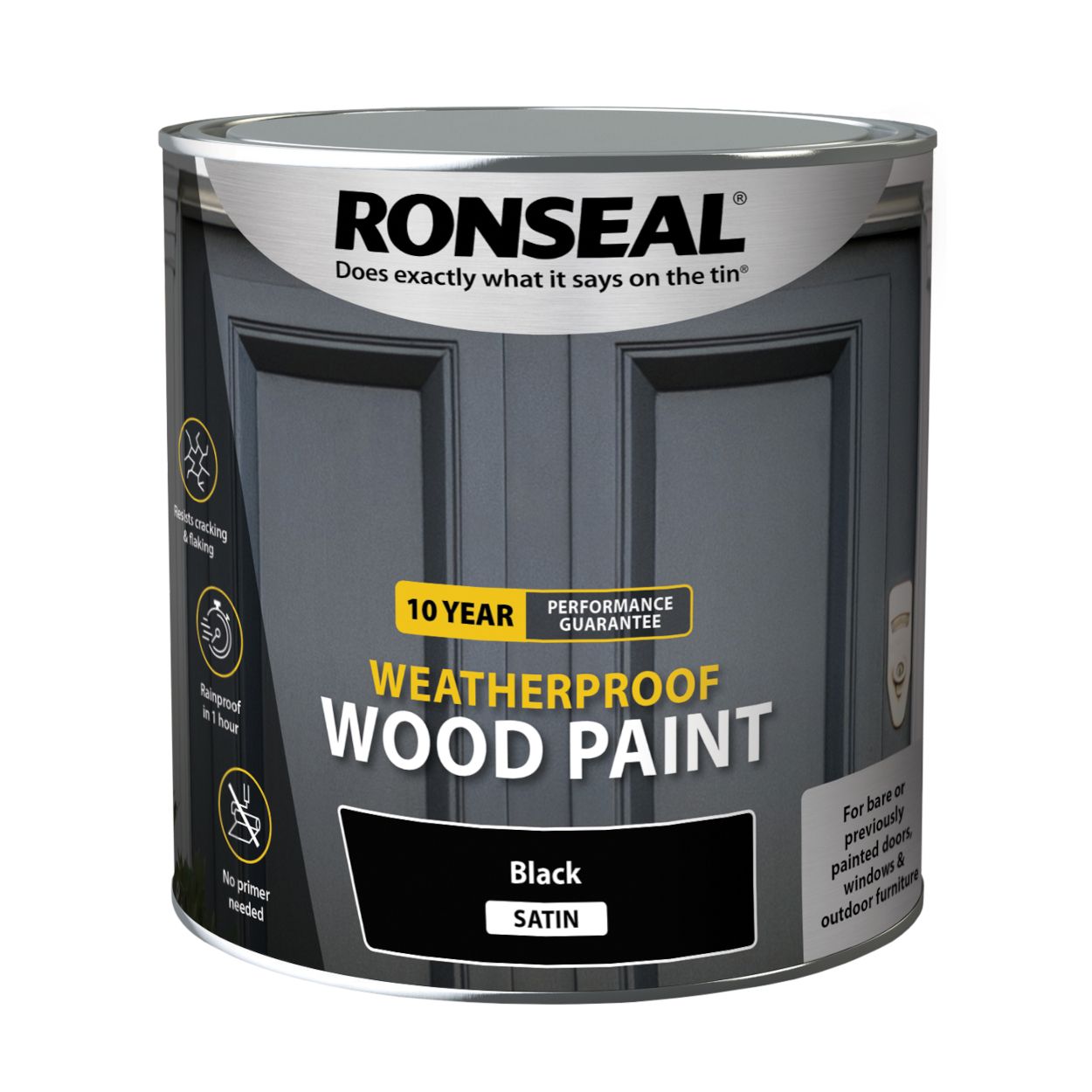 Ronseal 10 Year Weatherproof Paint Black Satin 2.5L