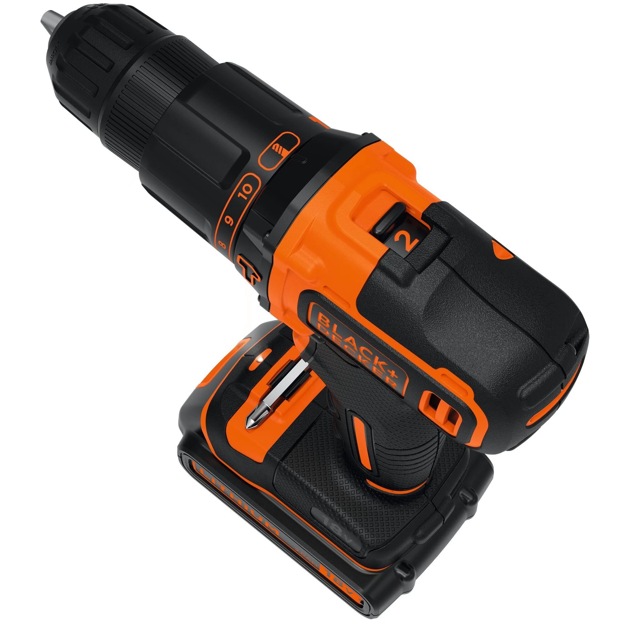 Black+Decker 18V 2 Gear Hammer Drill with Kit Box