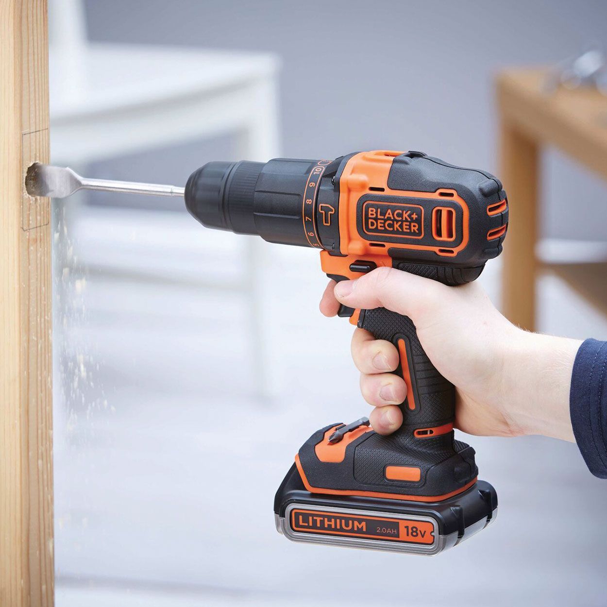 Black+Decker 18V 2 Gear Hammer Drill with Kit Box