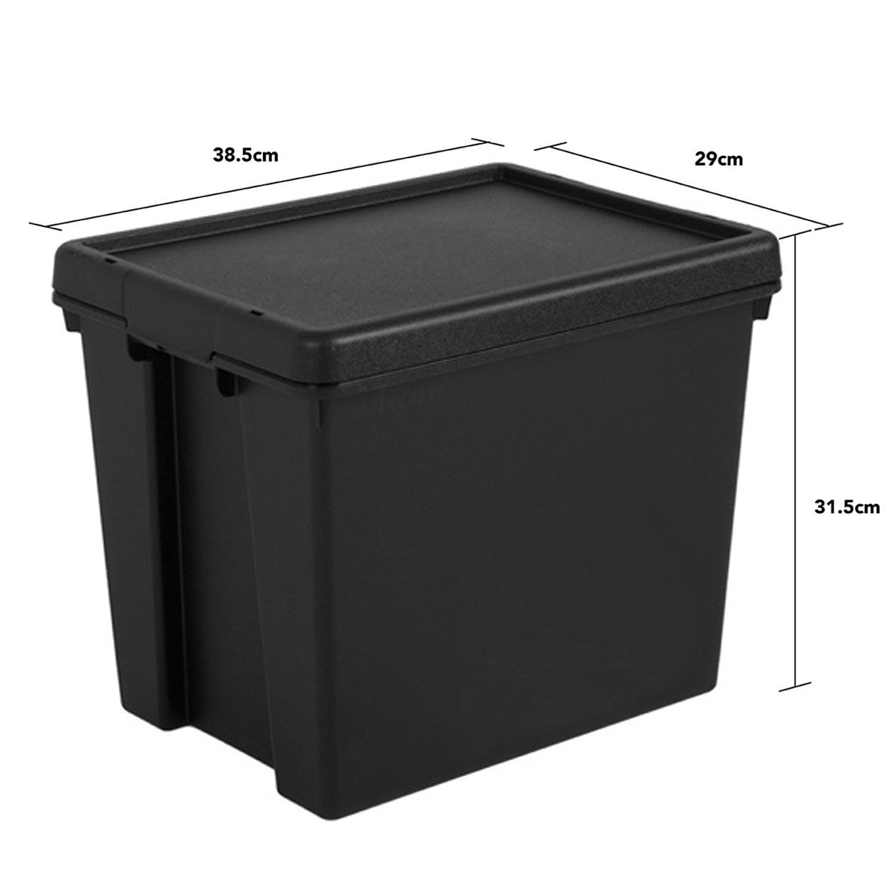 Wham 24 Litre Heavy Duty Plastic Storage Box with Lid - Black