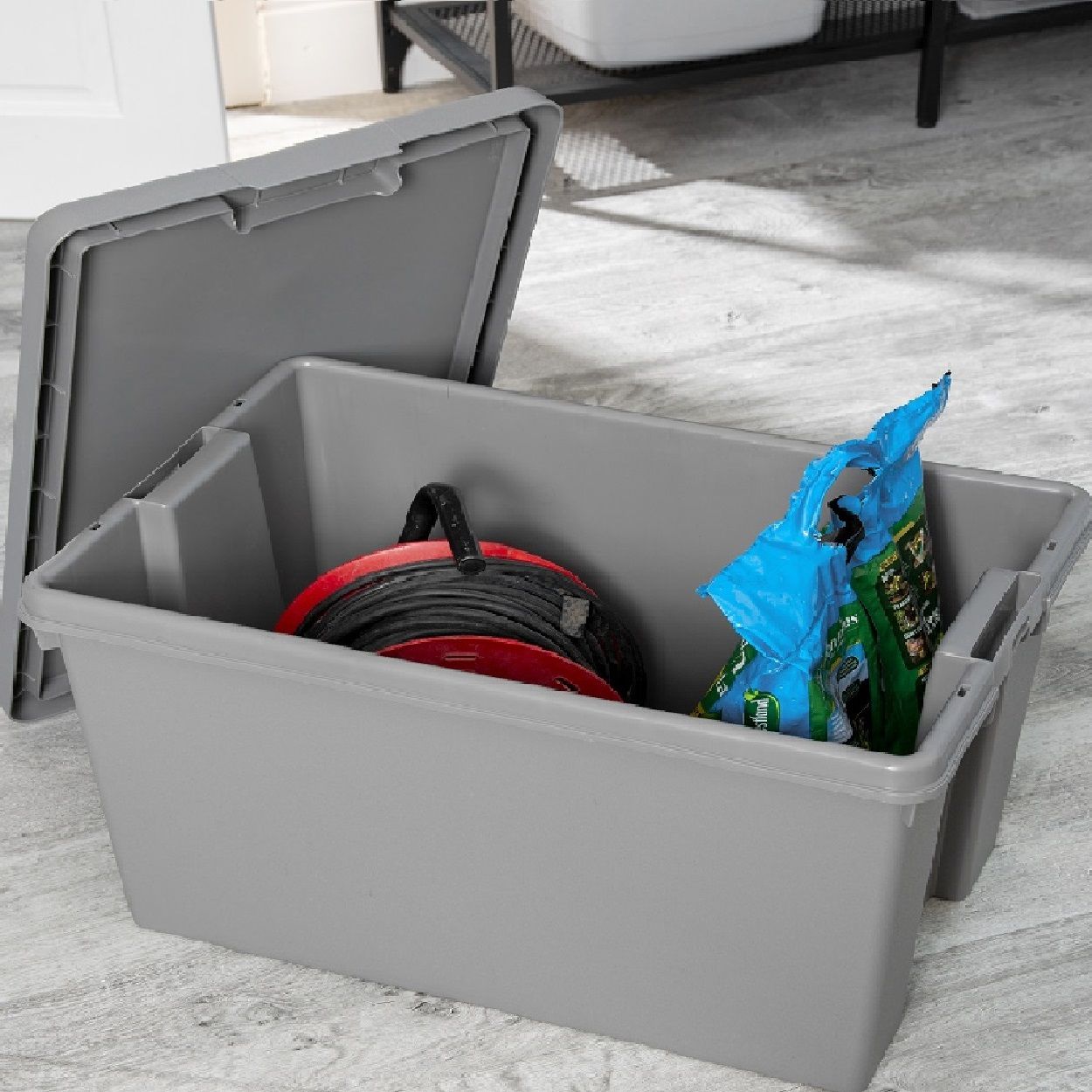 Wham 62 Litre Heavy Duty Plastic Storage Box with Lid - Grey