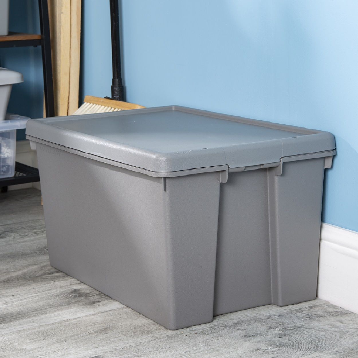 Wham 62 Litre Heavy Duty Plastic Storage Box with Lid - Grey