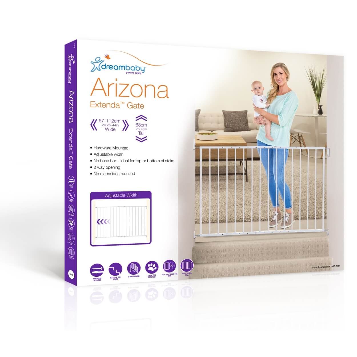 Dreambaby Arizona Metal Extenda-Gate - White (Fits Openings from 67cm to 112cm)