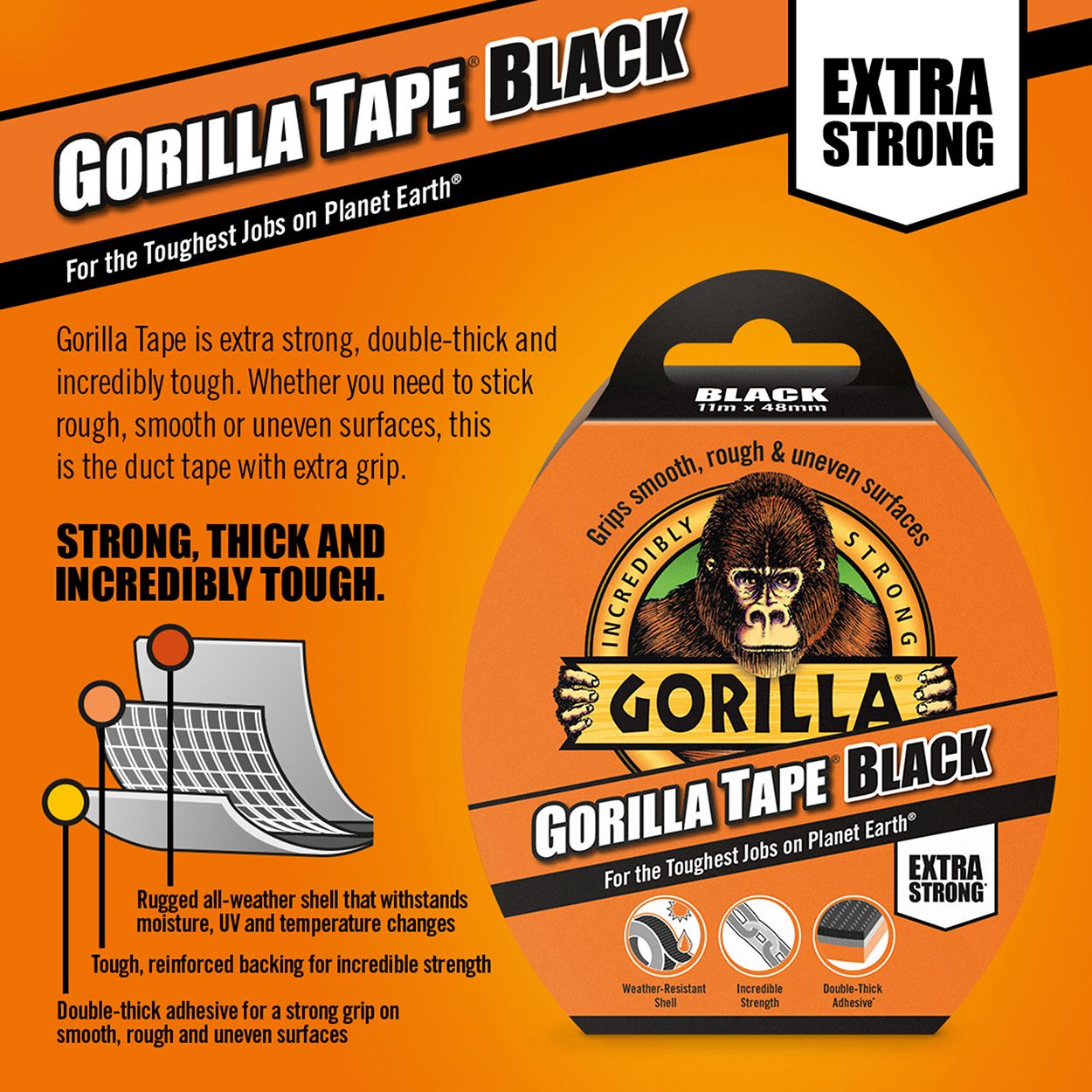 Gorilla 11m Tape Black