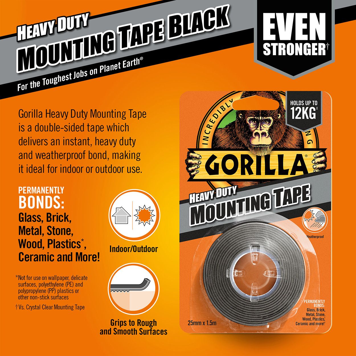 Gorilla Heavy Duty Mounting Tape Black