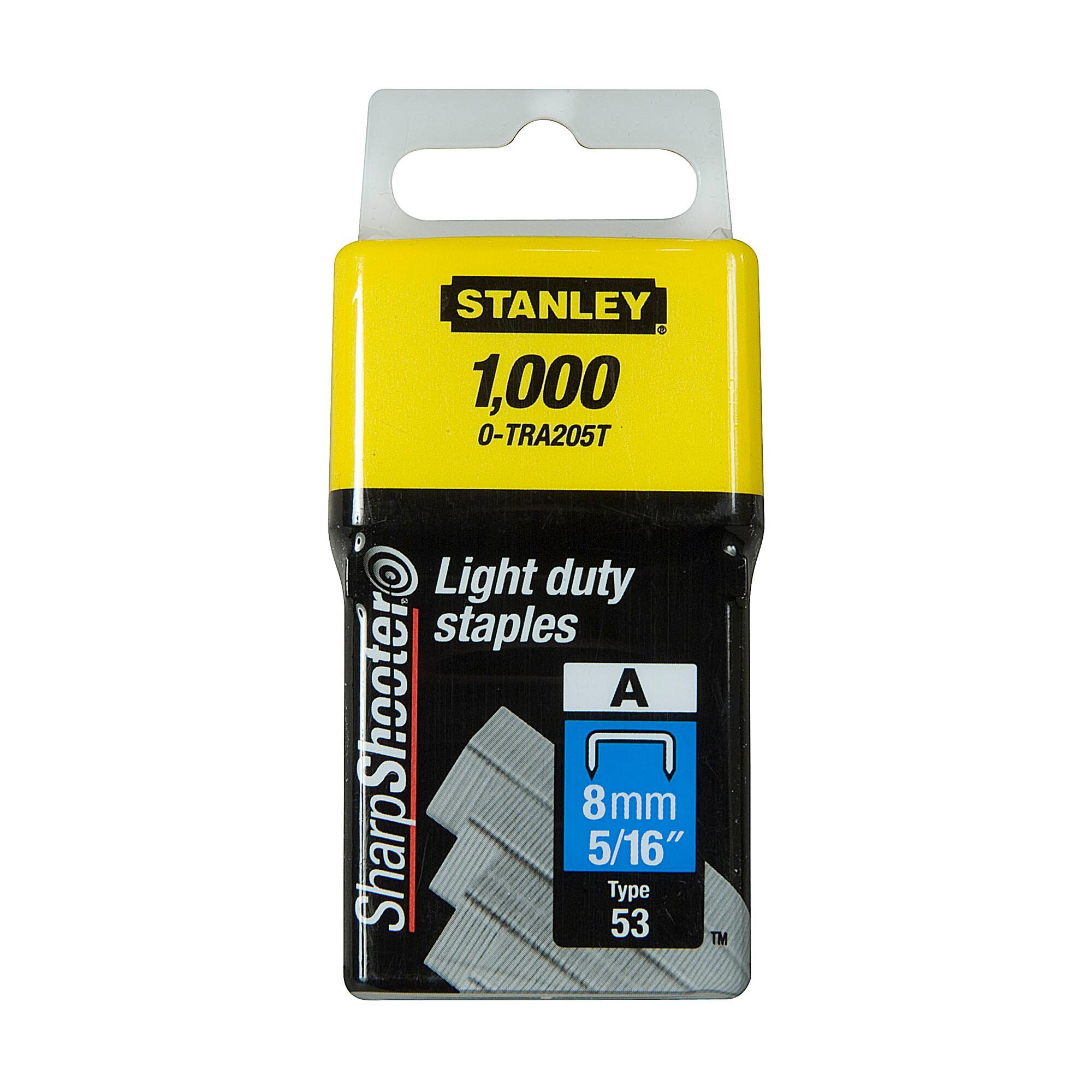 Stanley 8mm Light Duty Staples - 1,000 Pack