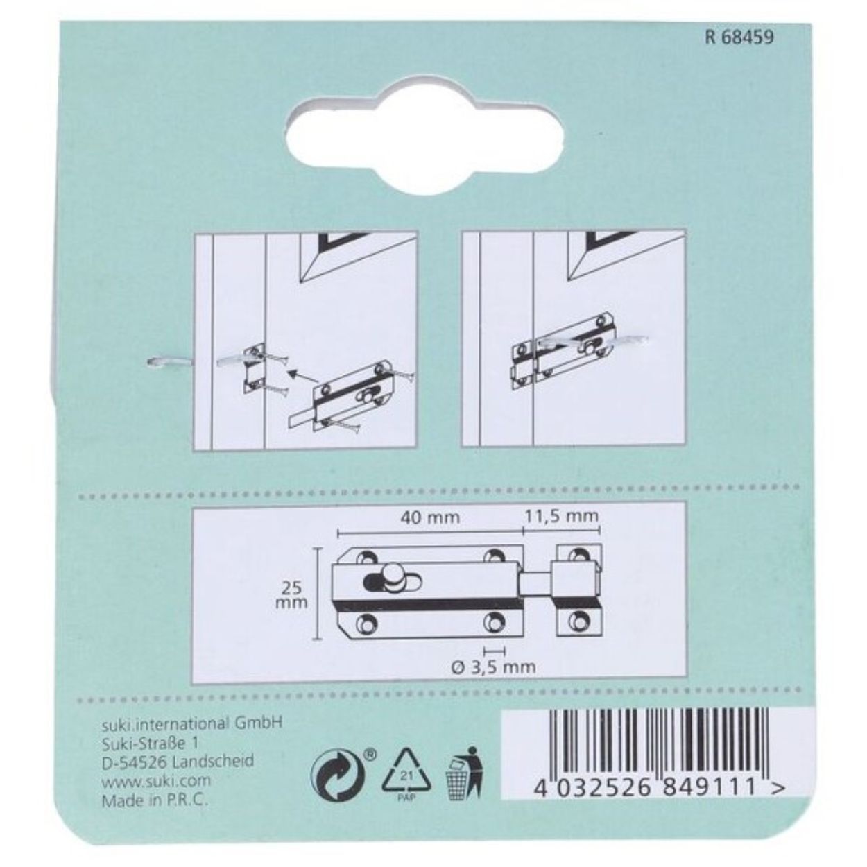 Suki Furniture Bolt 40 mm Chrome Nickel Plated Straight