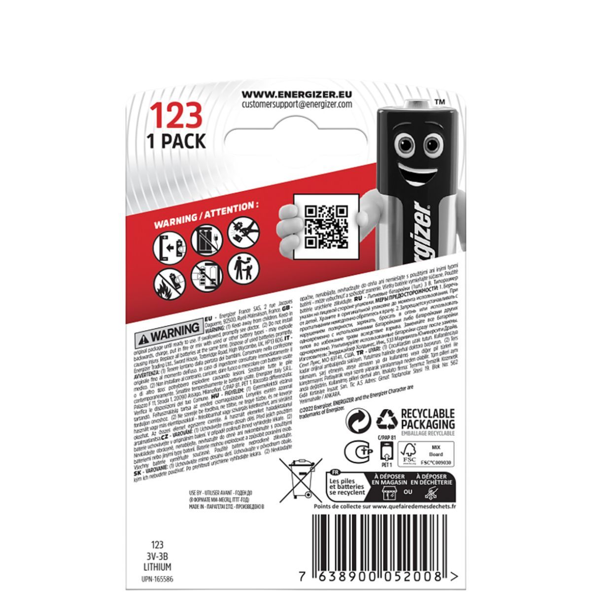 Energizer CR123A Lithium Battery