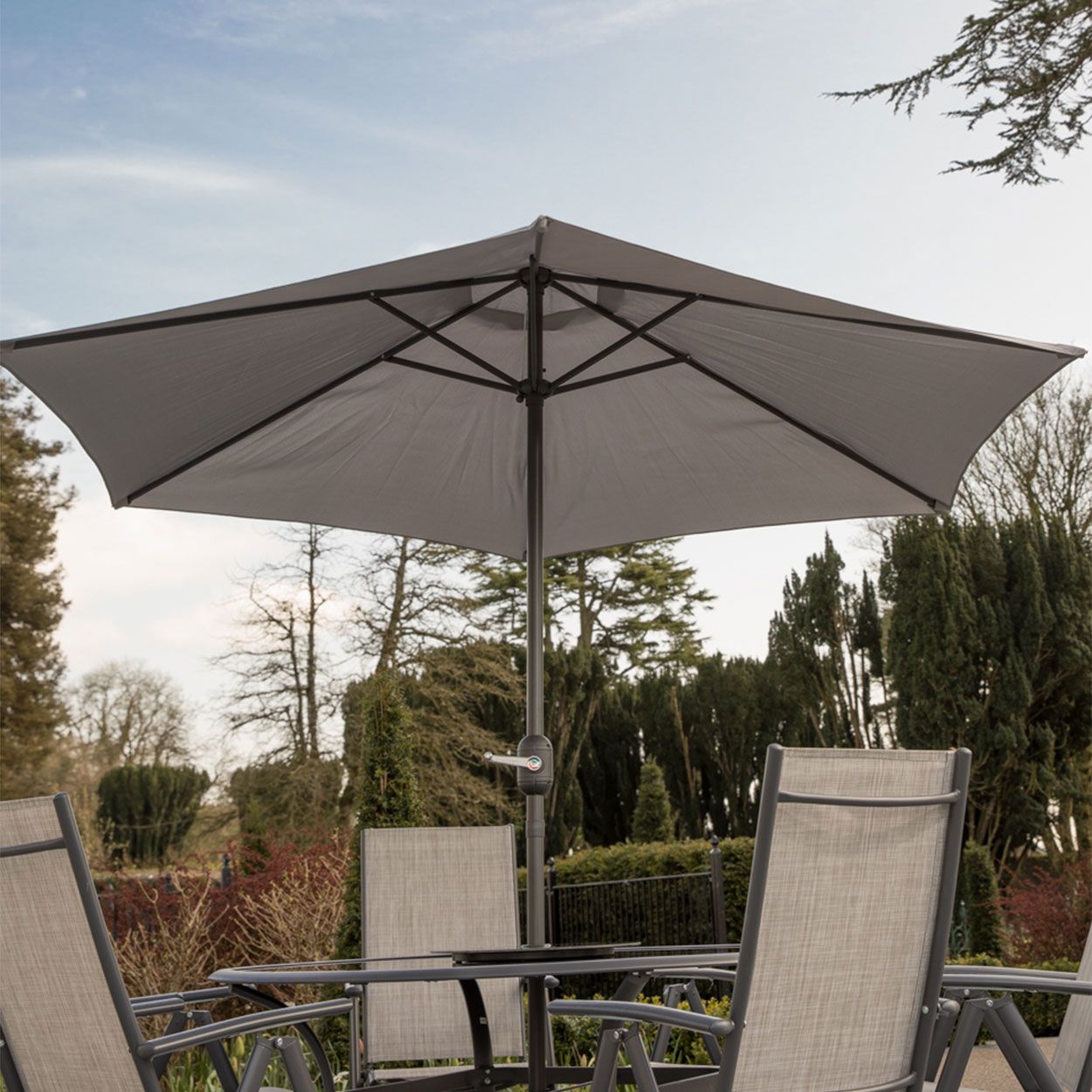 Aluminium & Steel Parasol Grey 2.7m
