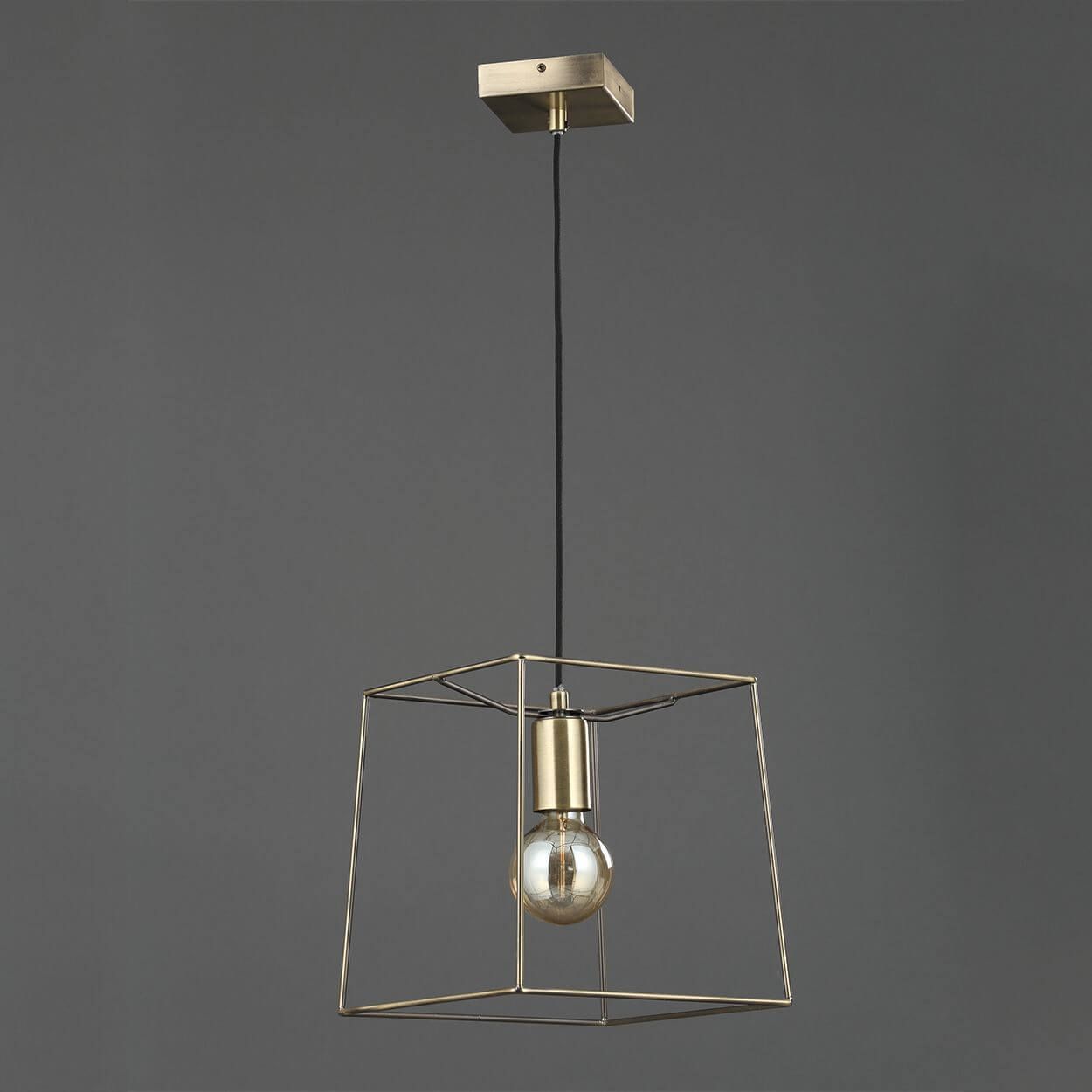 Square Wire Frame Pendant Brass