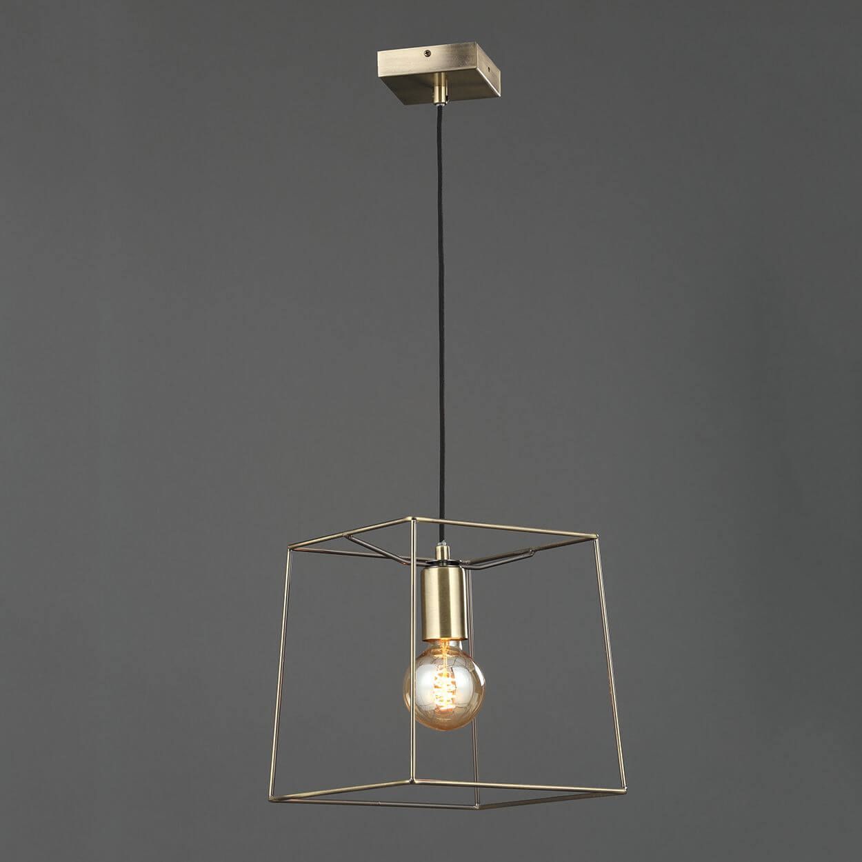 Square Wire Frame Pendant Brass
