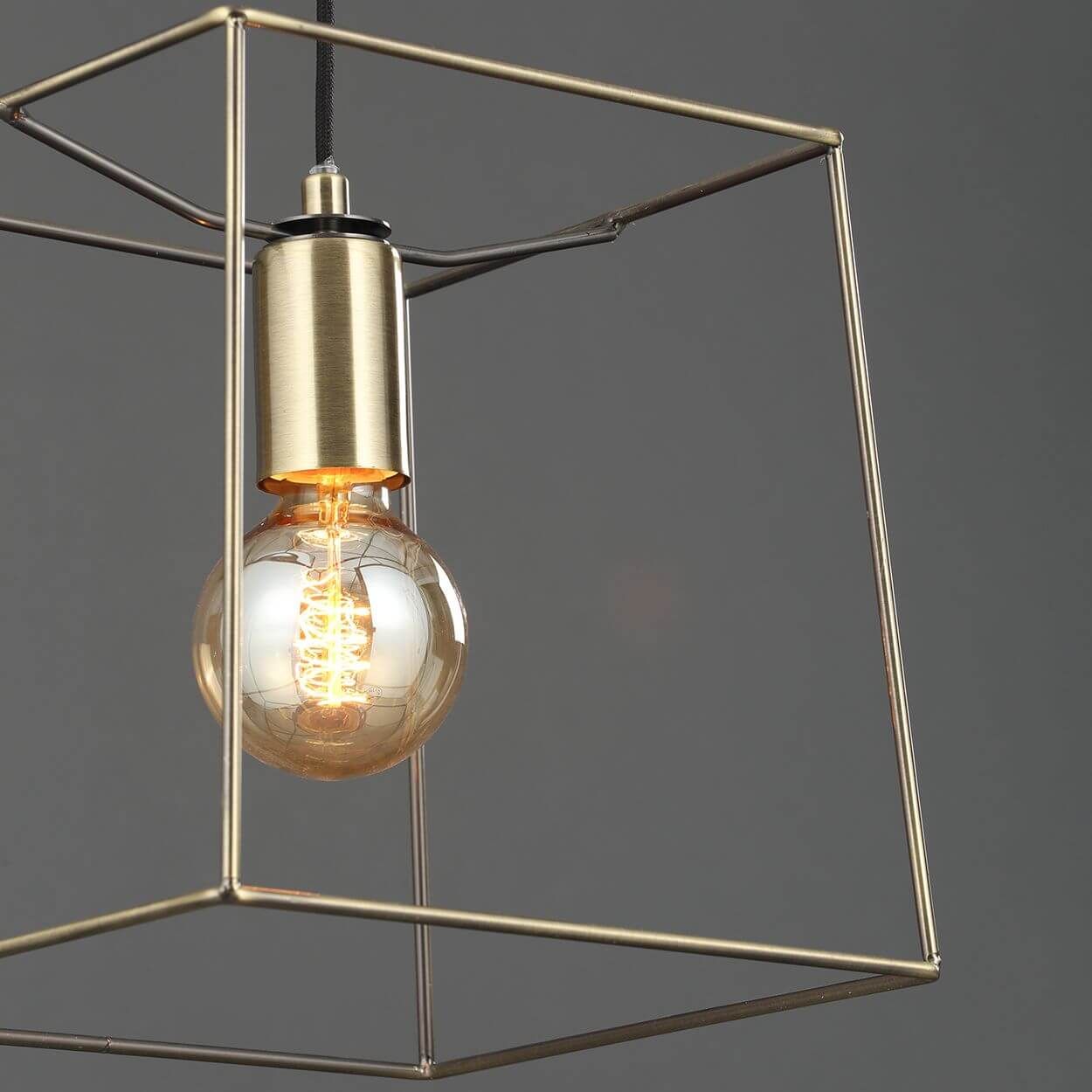 Square Wire Frame Pendant Brass