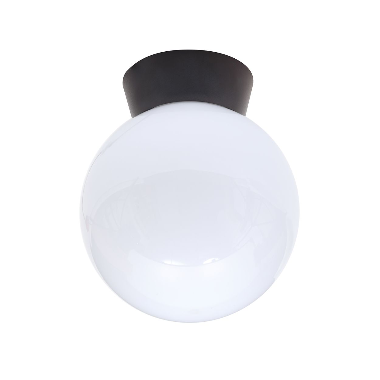 Globe Flush Ceiling Light Black And Opal