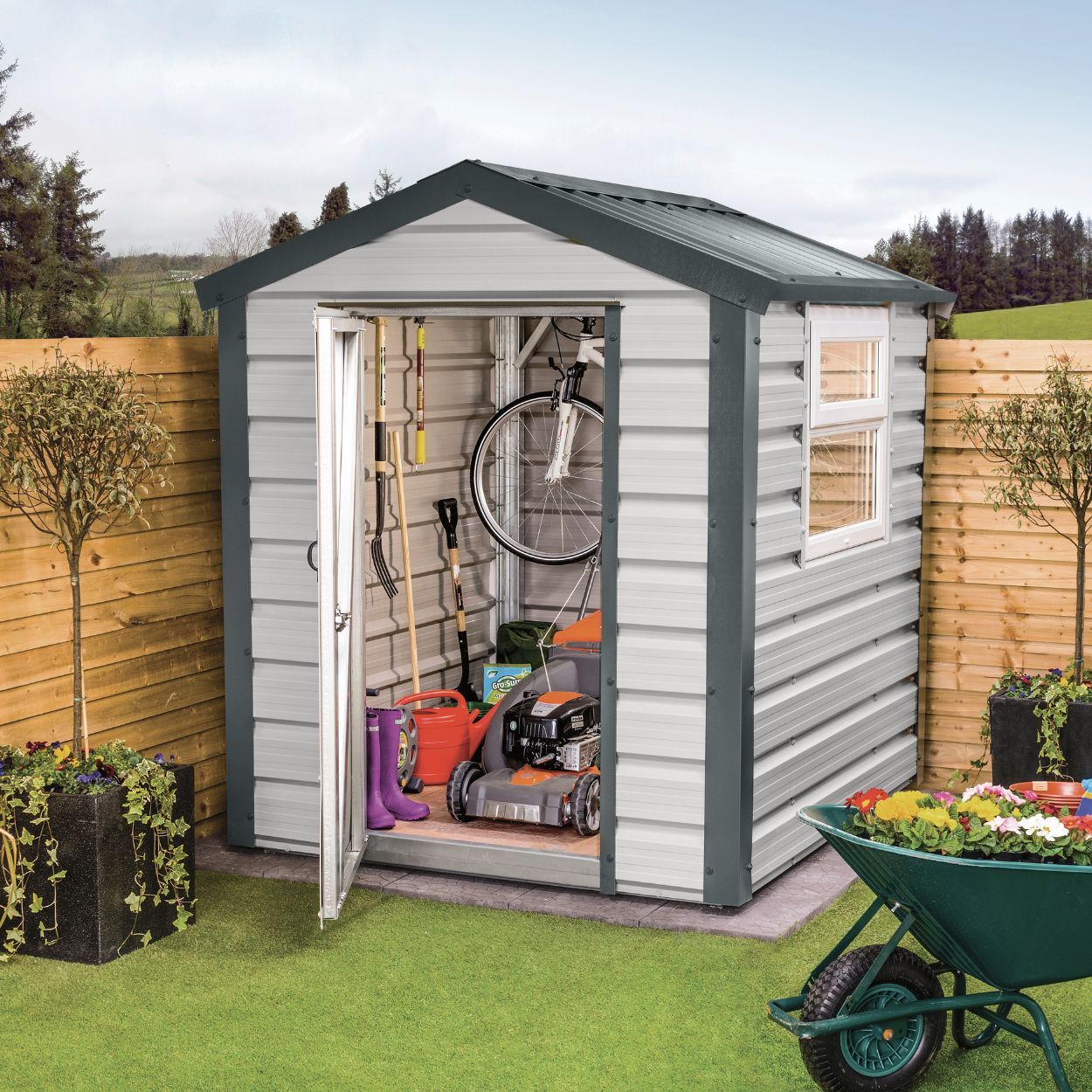 Adman Multistore Standard Colour Metal Shed 6ft x 7ft