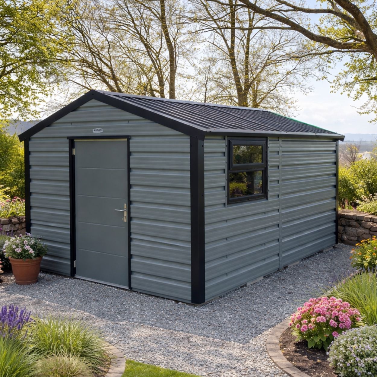 Adman Multistore Standard Colour Garden Metal Shed 10ft x 13ft 6"