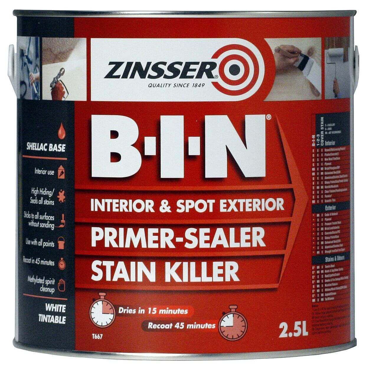 Zinsser B-I-N Primer Sealer 2.5Ltr