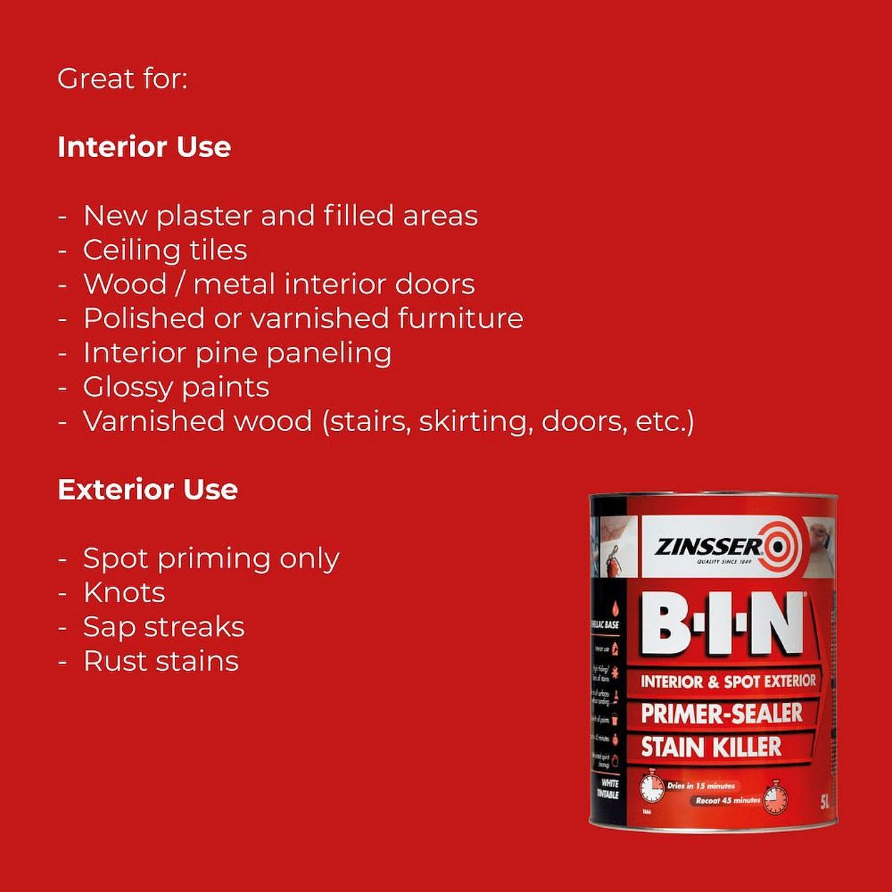 Zinsser B-I-N Primer Sealer 2.5Ltr