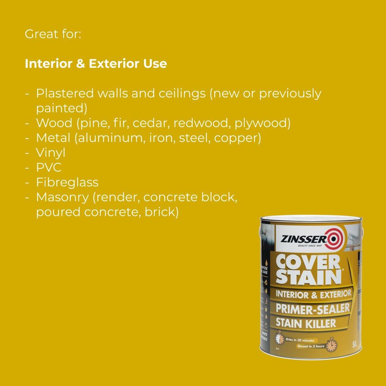 Zinsser Cover Stain Primer Sealer 1Ltr