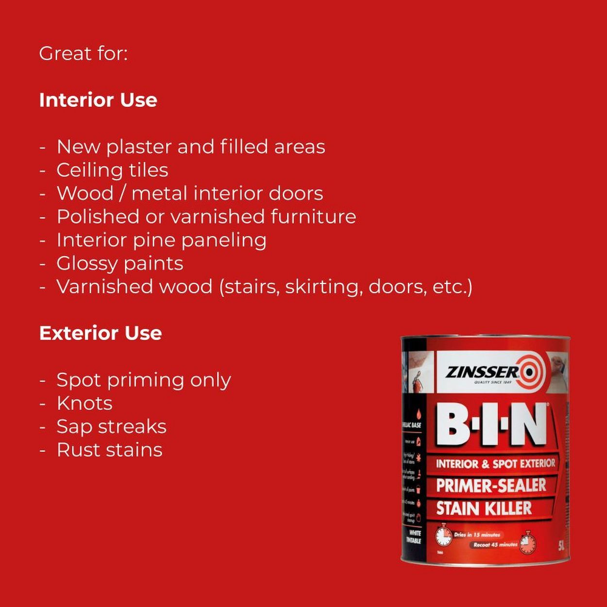 Zinsser B-I-N Primer Sealer Aerosol 400ml