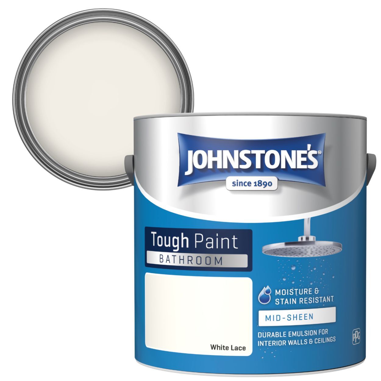 Johnstone's Bathroom Paint White Lace 2.5 Litre