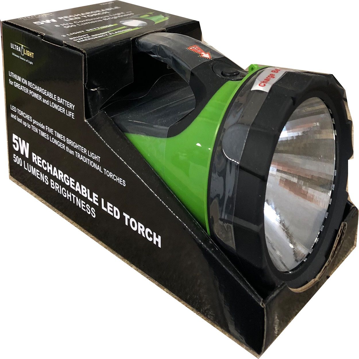 Ultralight 5 Watt Led Rechargeable Torch With Lithium Ion Battery (Te9300)