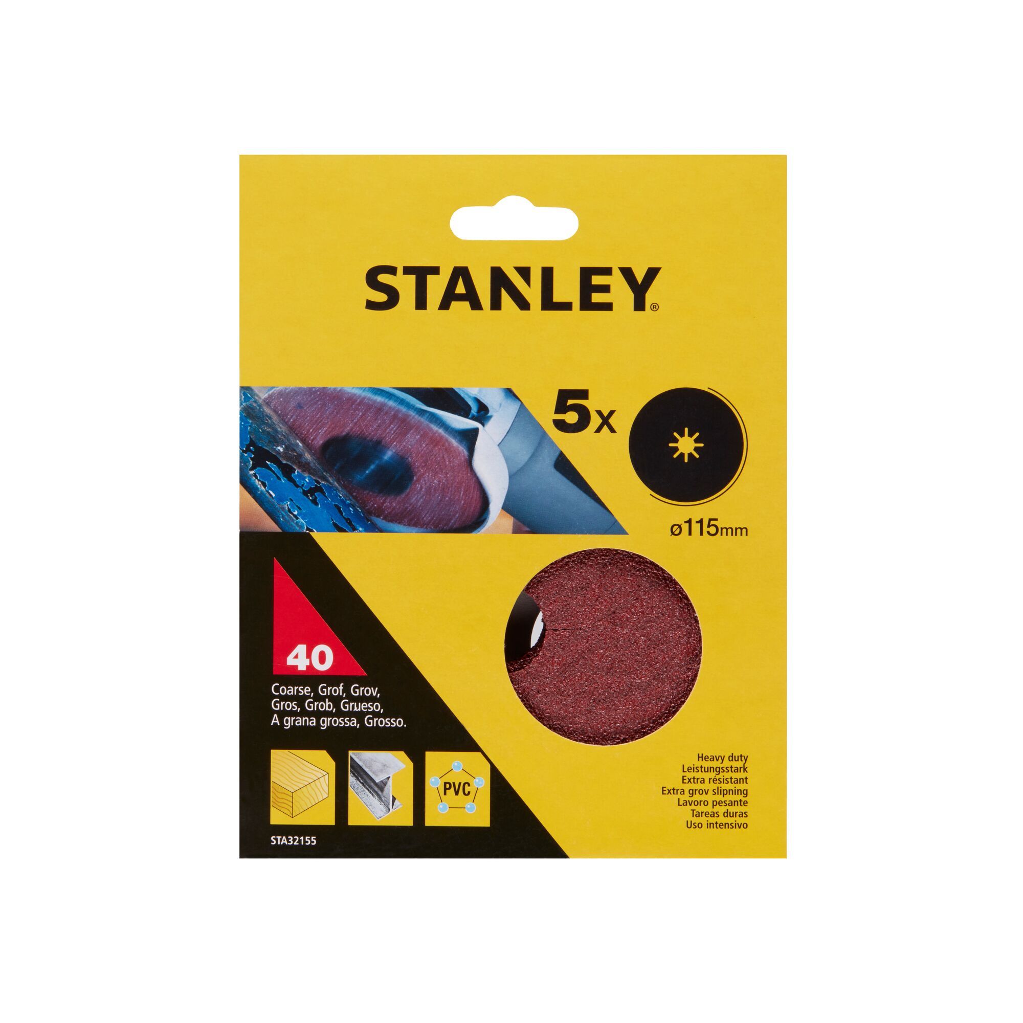 Stanley 115mm Ros Fibre Disc - 5 Piece