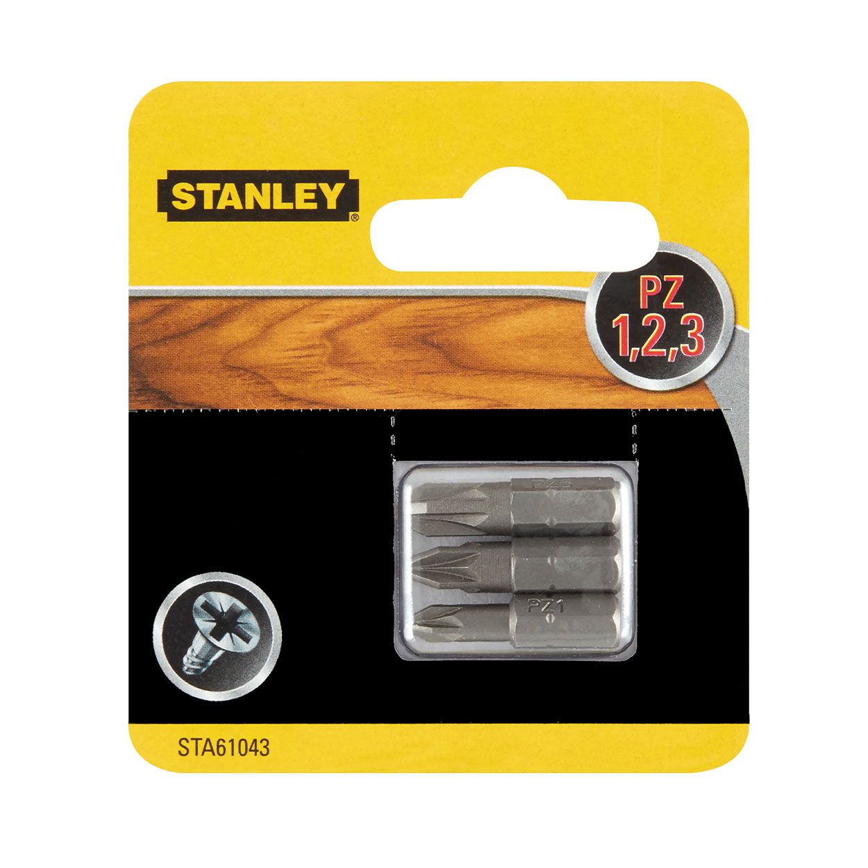 Stanley 3 Piece Magnetic Screwdriver Bits Set (Pz1, Pz2, Pz3 X 25Mm)