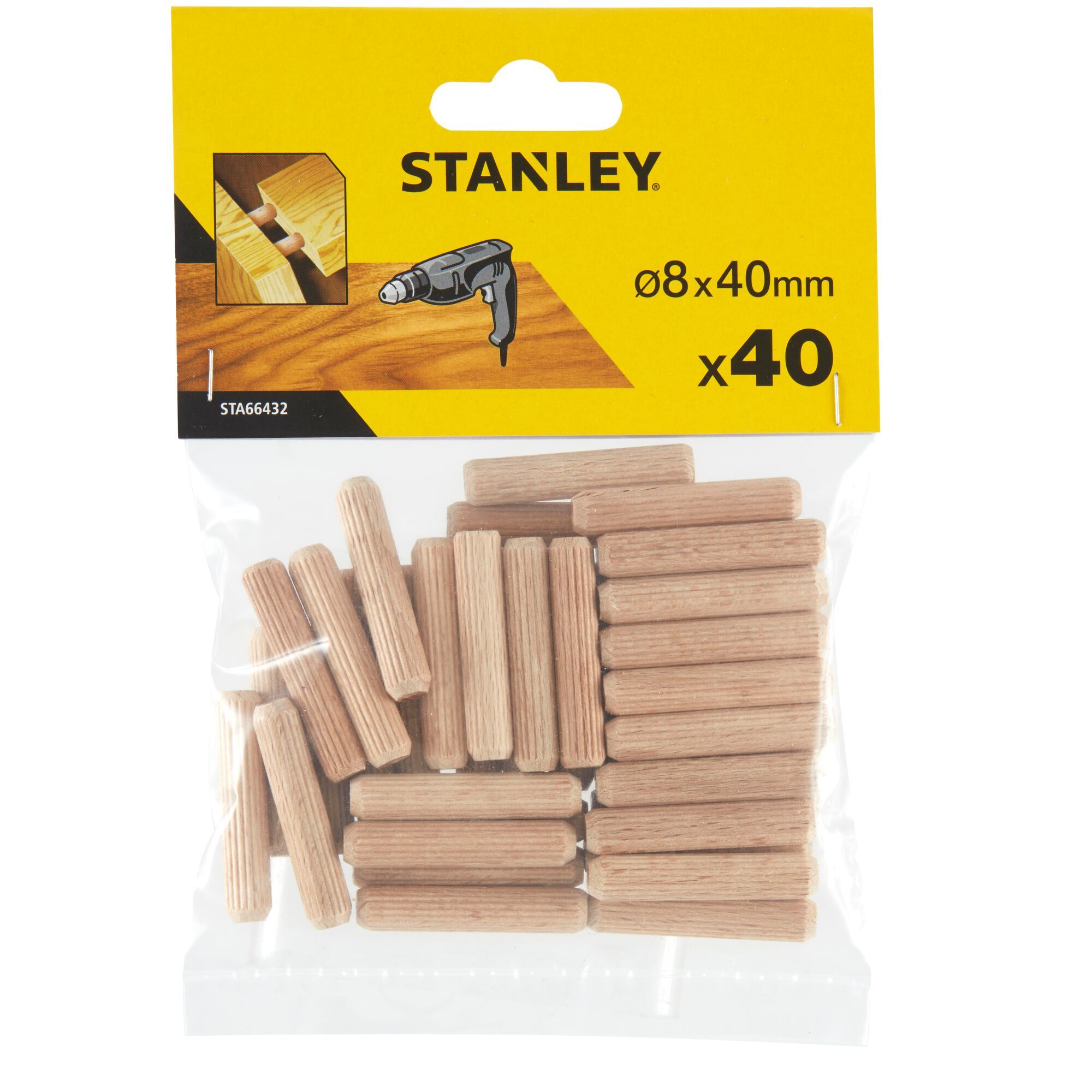 Stanley Round Wooden Dowels - 40 Piece