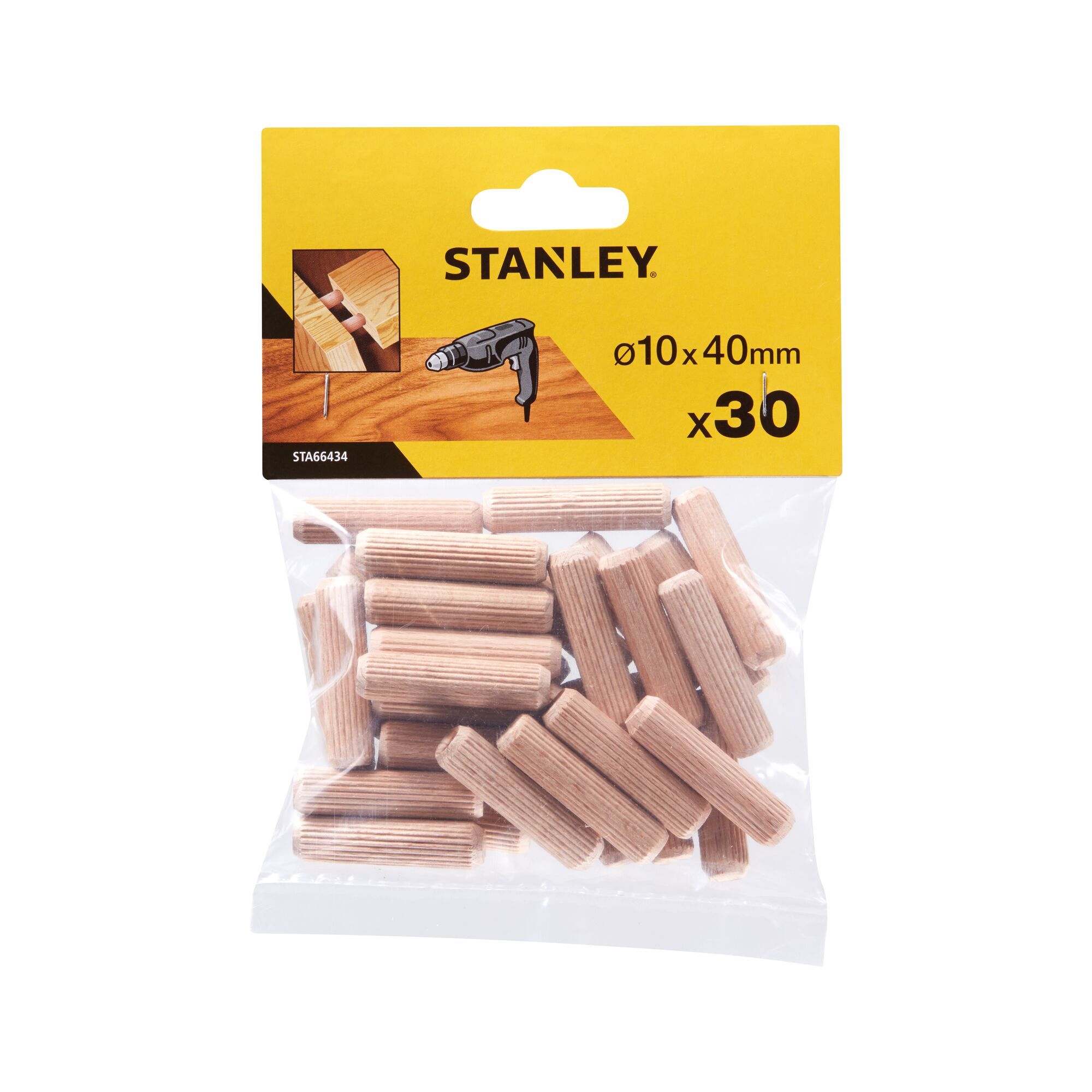 Stanley 10X40Mm Round Wooden Dowels Set Of 30