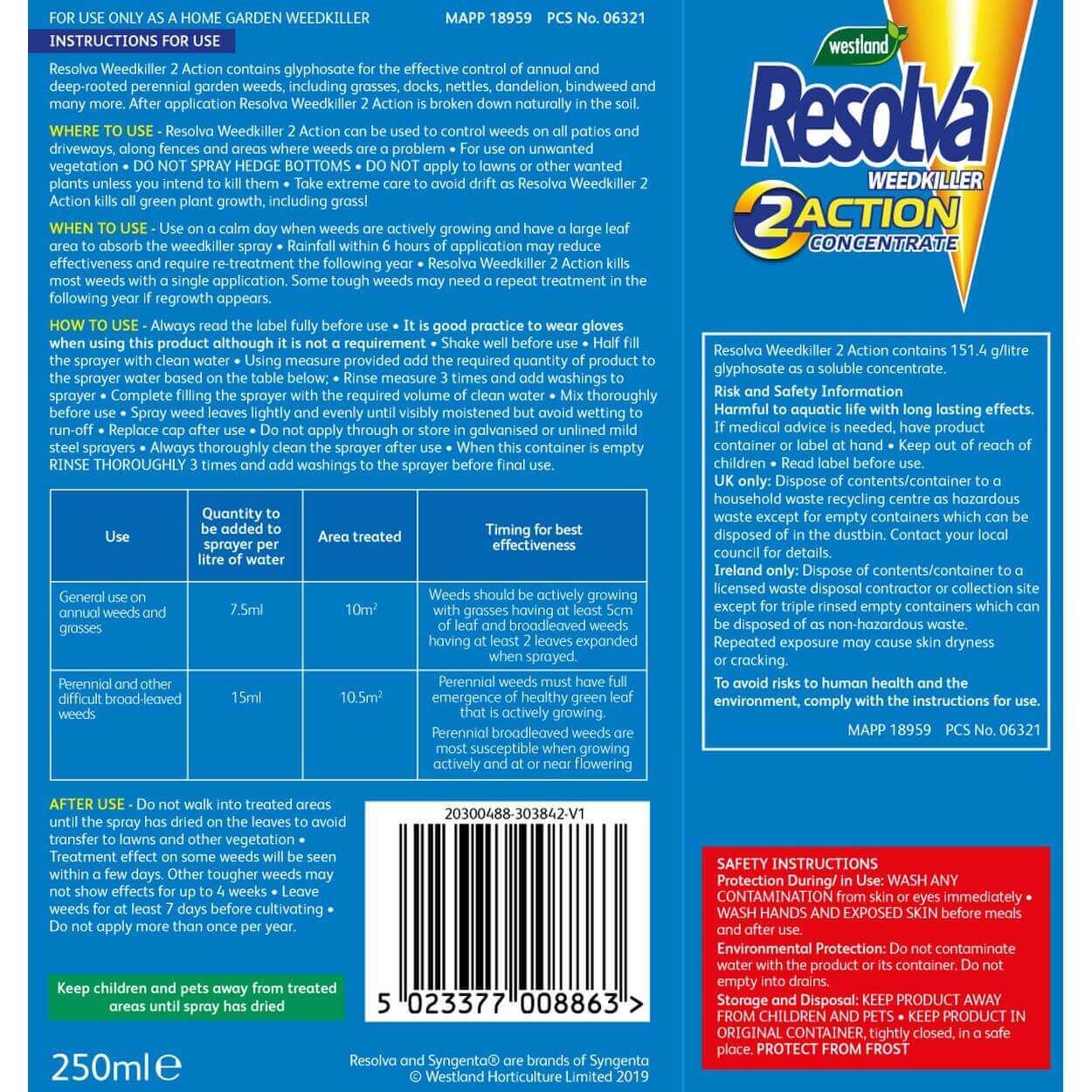 Resolva Weedkiller 2 Action Concentrate 250Ml