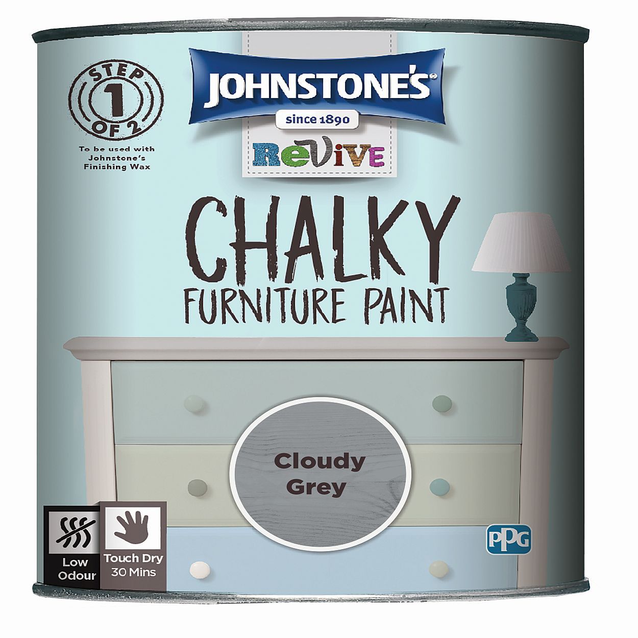Johnstone's Revive Chalky Furniture Paint Cloudy Grey 0.75L