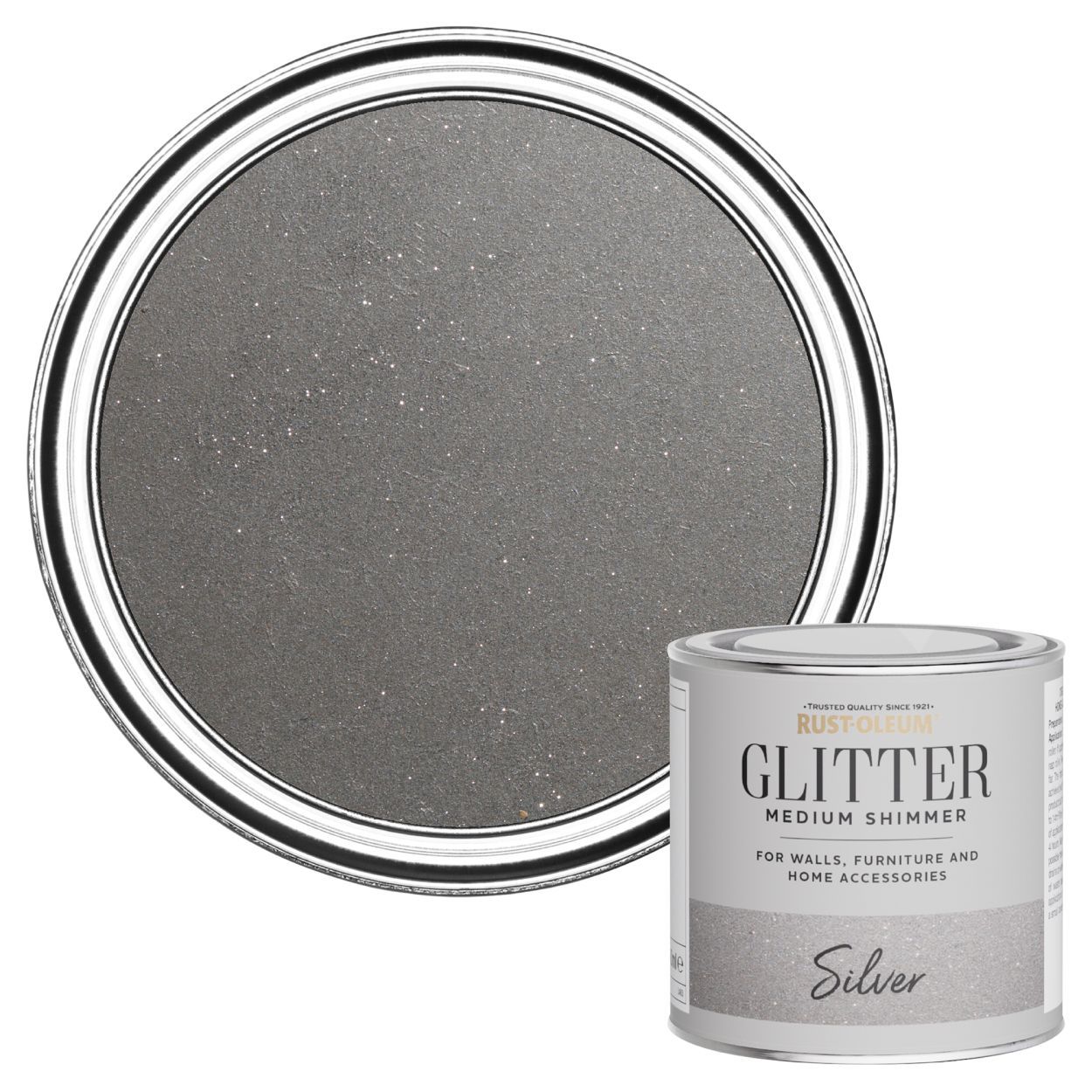 Rust-Oleum Medium Shimmer Glitter Paint Silver 250ml
