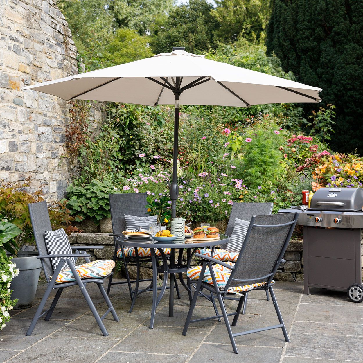 Aluminium Solar Light Parasol Cream 2.7m