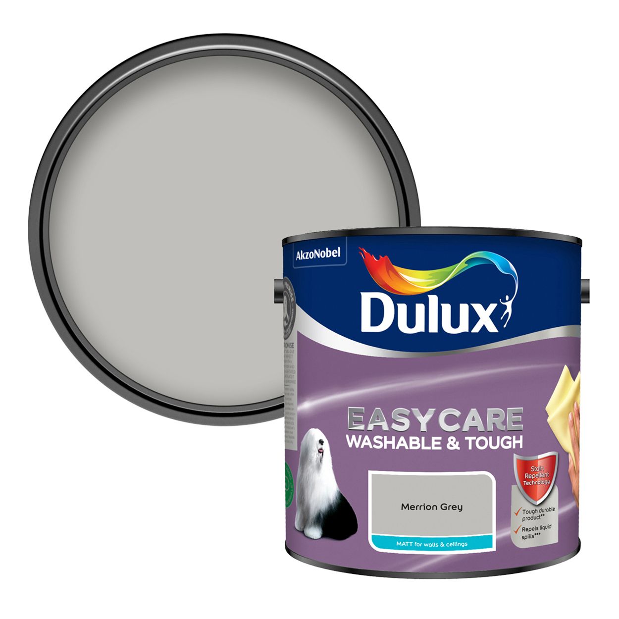 Dulux Easycare Washable & Tough Matt Merrion Grey 2.5L 