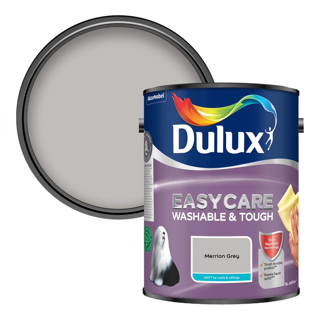 Dulux Easycare Washable & Tough Matt Merrion Grey 5L 