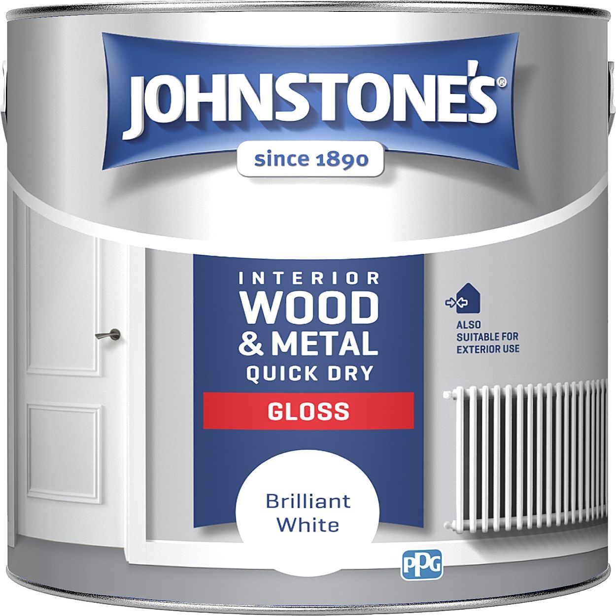 Johnstone's 2.5Ltr Quick Dry Gloss Brilliant White