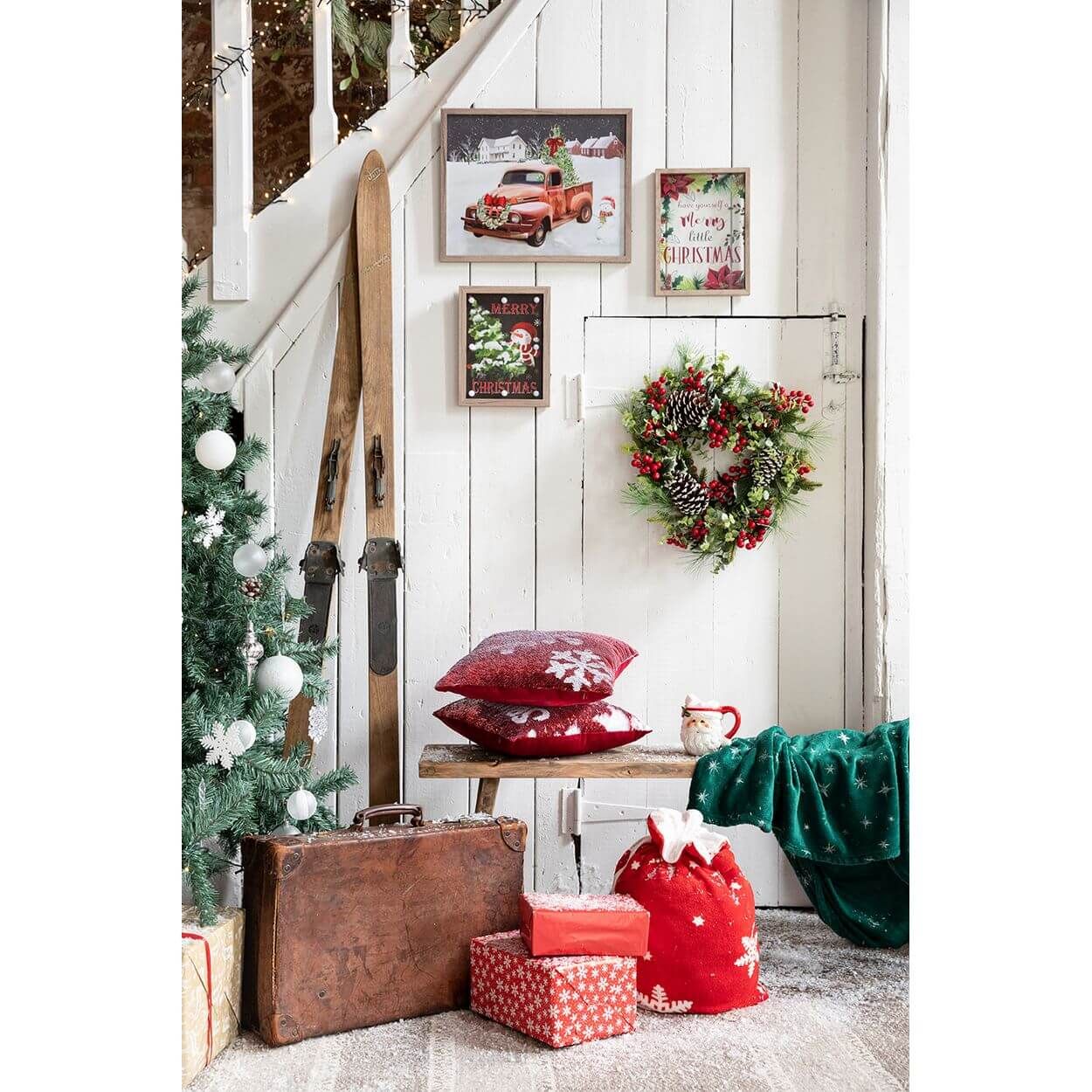 Red Berry Wreath With Pinecones 55cm