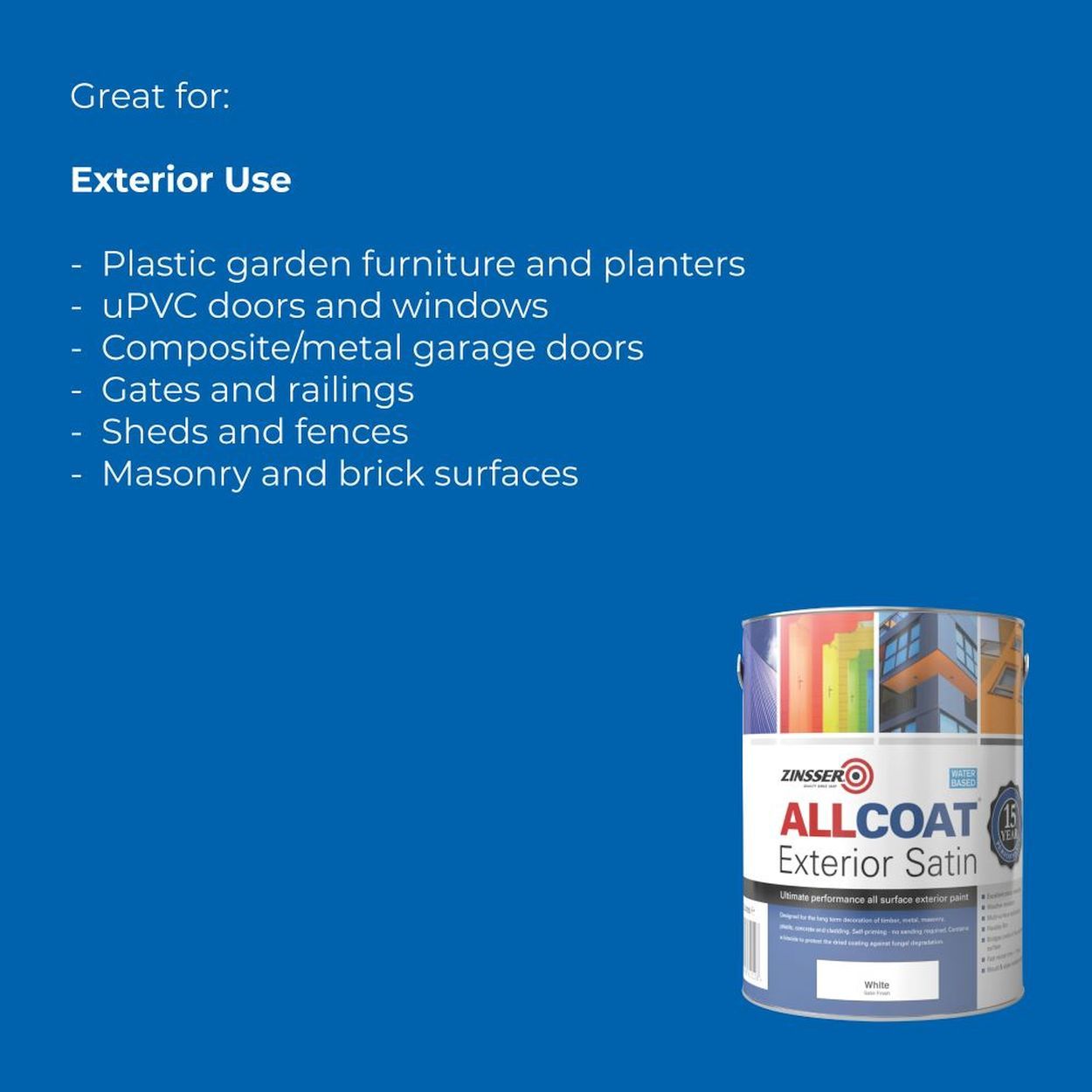 Zinsser Allcoat Exterior Satin 1L White