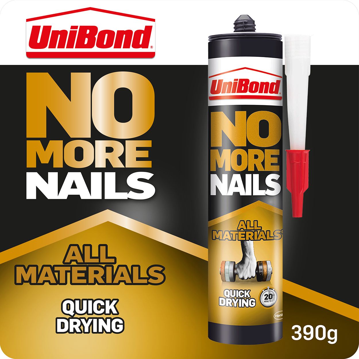 UniBond No More Nails Quick Drying All Materials Grab Adhesive Cartridge 290g 