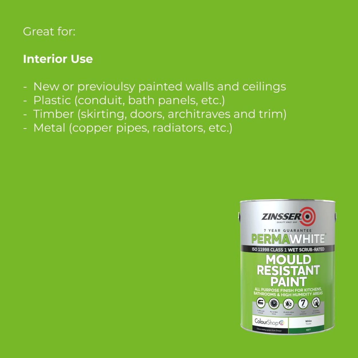 Zinsser Perma White Interior Satin 1Ltr