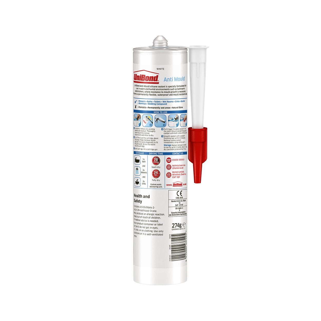 UniBond Anti Mould Kitchen & Bathroom Sealant Ivory Cartridge 274g
