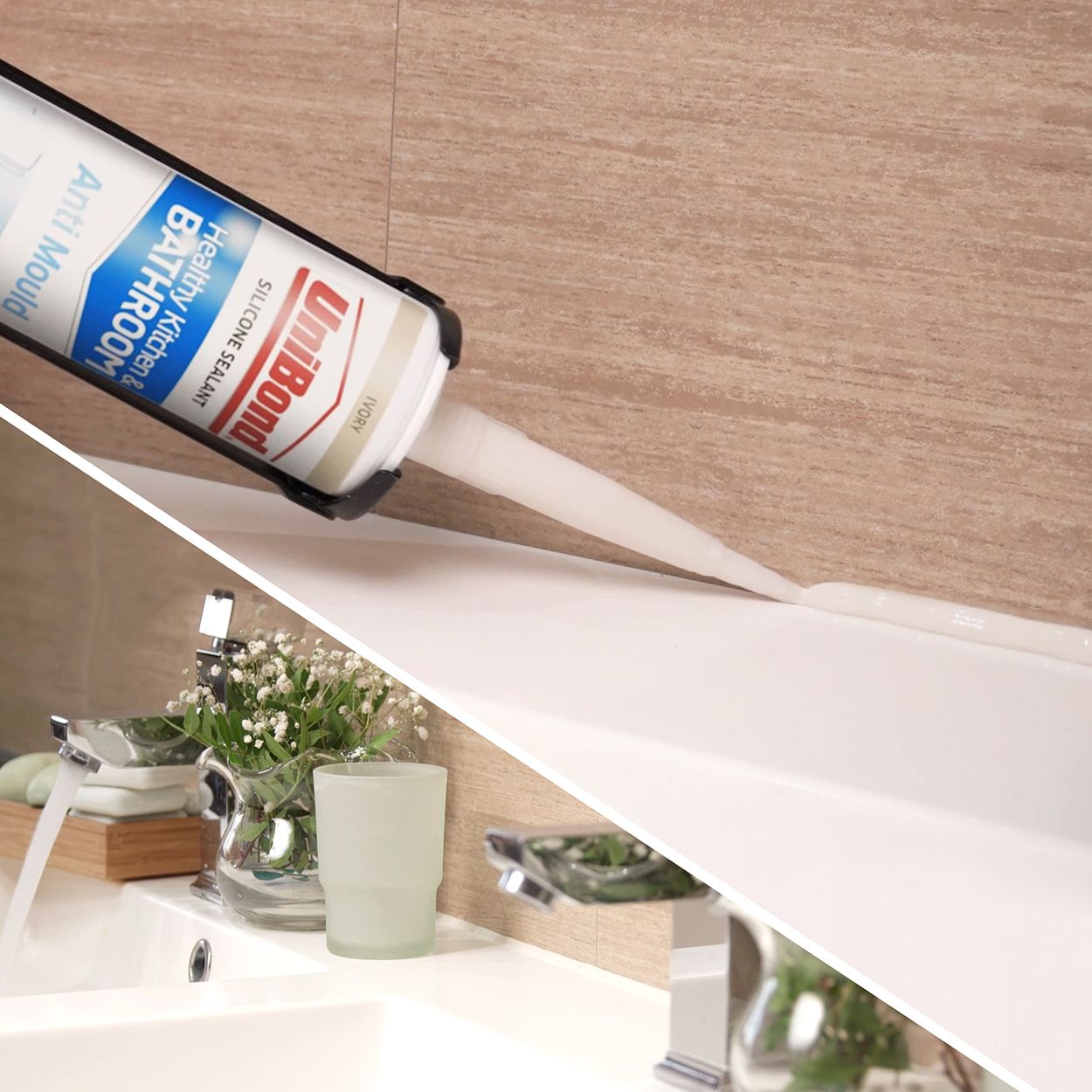 UniBond Anti Mould Kitchen & Bathroom Sealant Ivory Cartridge 274g
