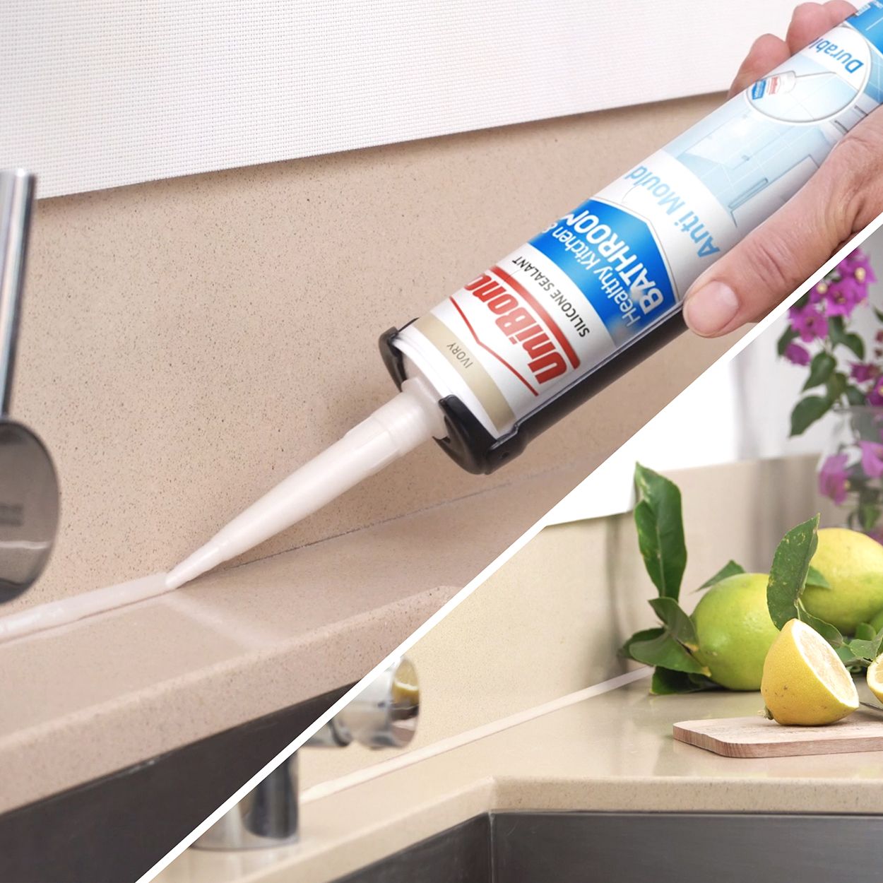 UniBond Anti Mould Kitchen & Bathroom Sealant Ivory Cartridge 274g